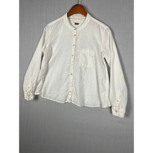 Pilcro Linen Blend Button Down Women XS White Whitney Trapeze Coastal Boho Shirt